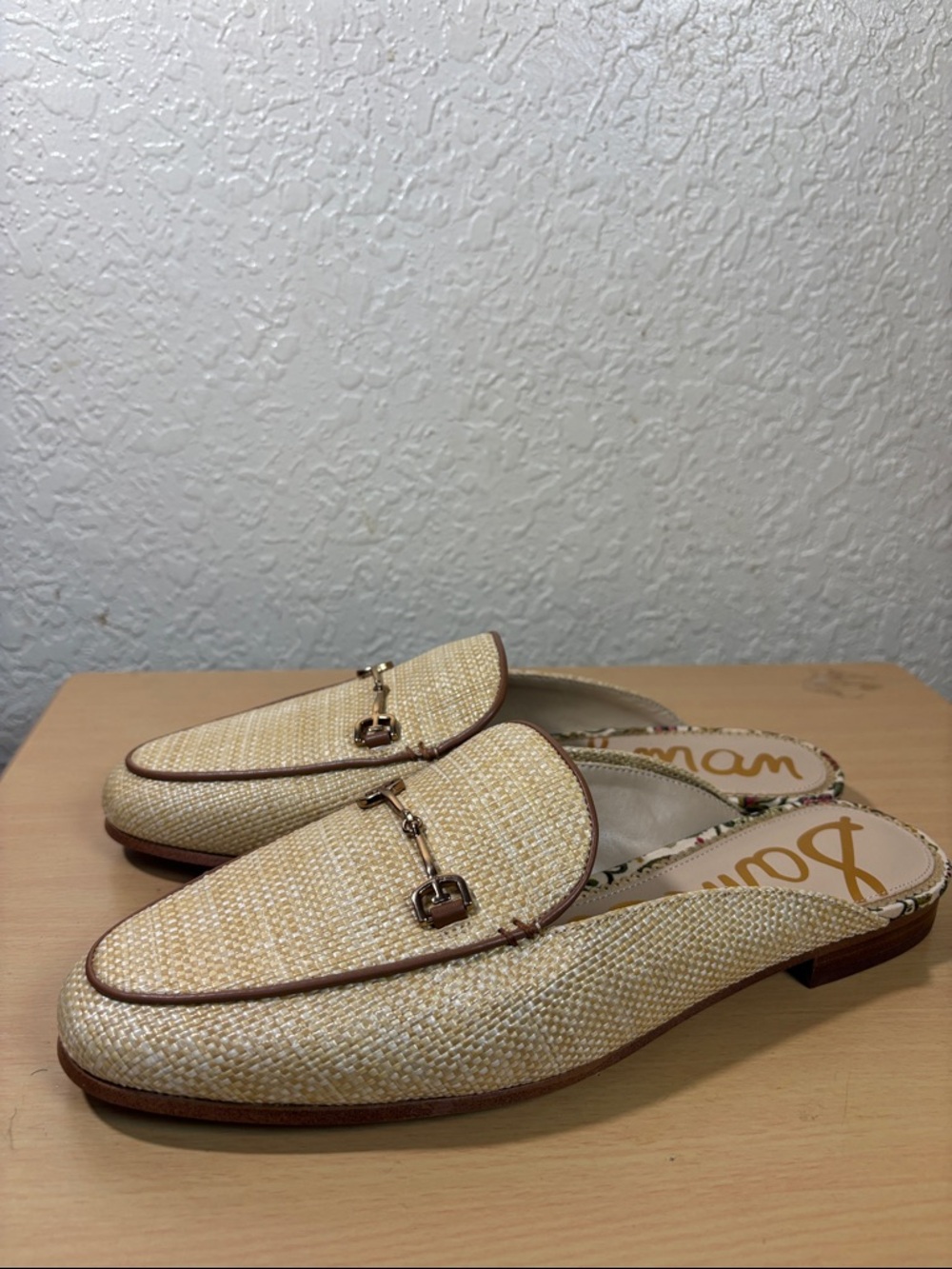 Sam Edelman Men's Cream Woven Slip-On Horsebit Loafers - Picture 6 of 9